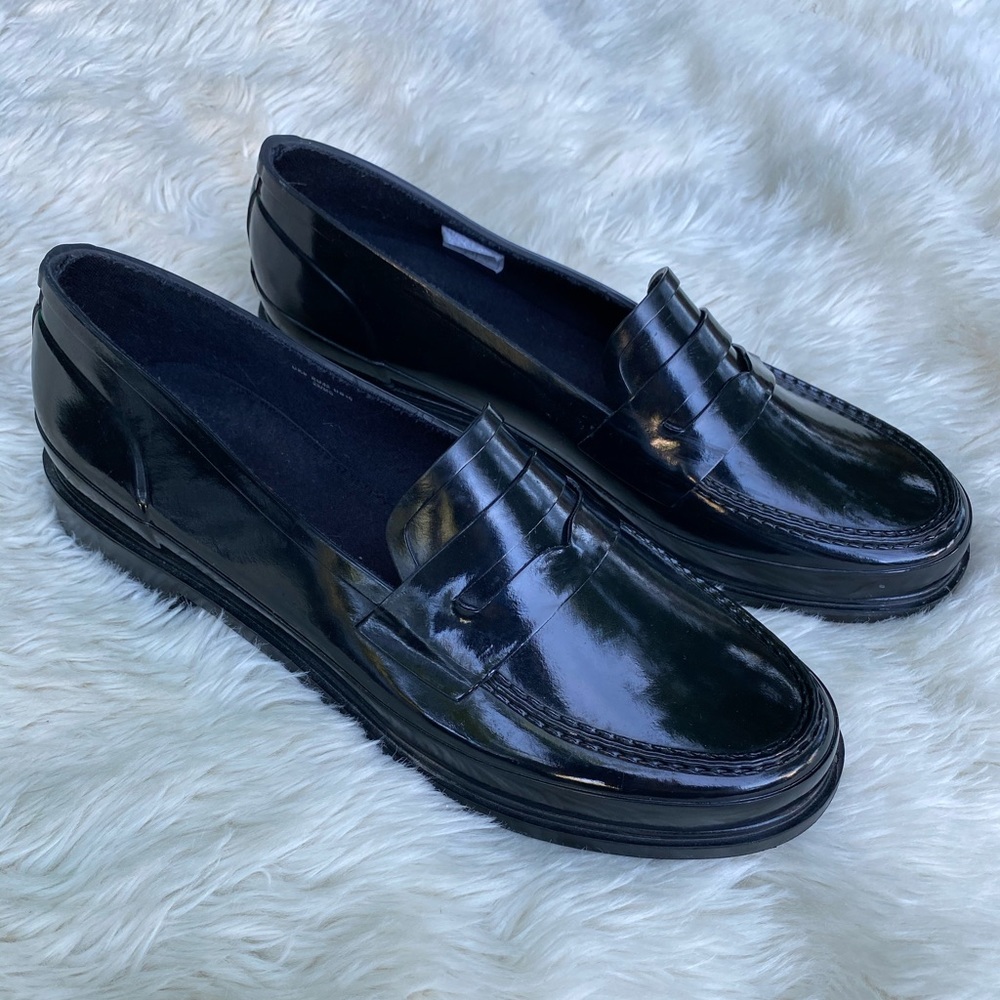 Hunter Women's Original Black Gloss Penny Loafers